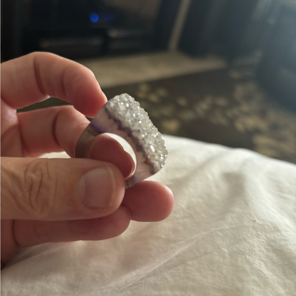 Glittering Square Amethyst Ring - image 3